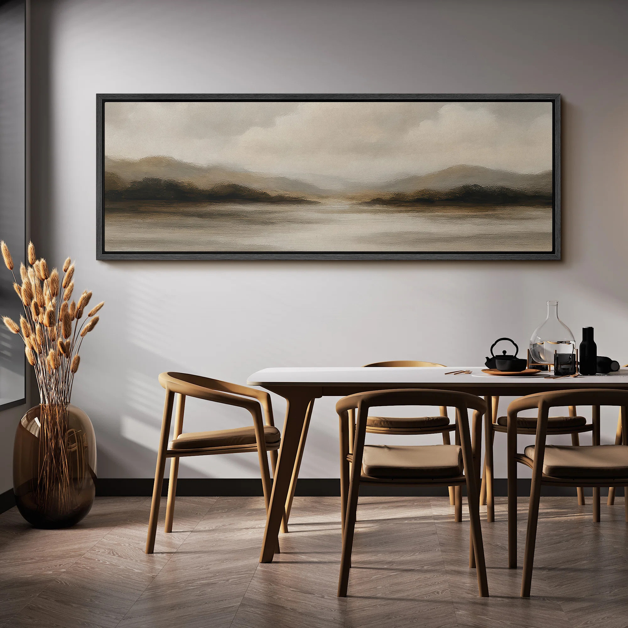 Large Framed Canvas Print Wall Art - Neutral Abstract Landscape Print for Minimalist Modern Wall ... | Wayfair North America