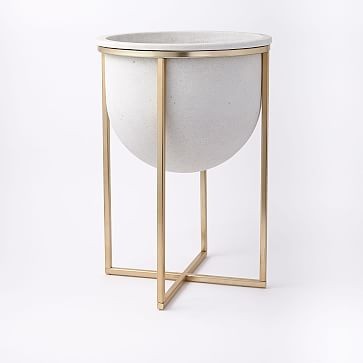 Eden Cross Base Standing Planter, White, Large | West Elm (US)