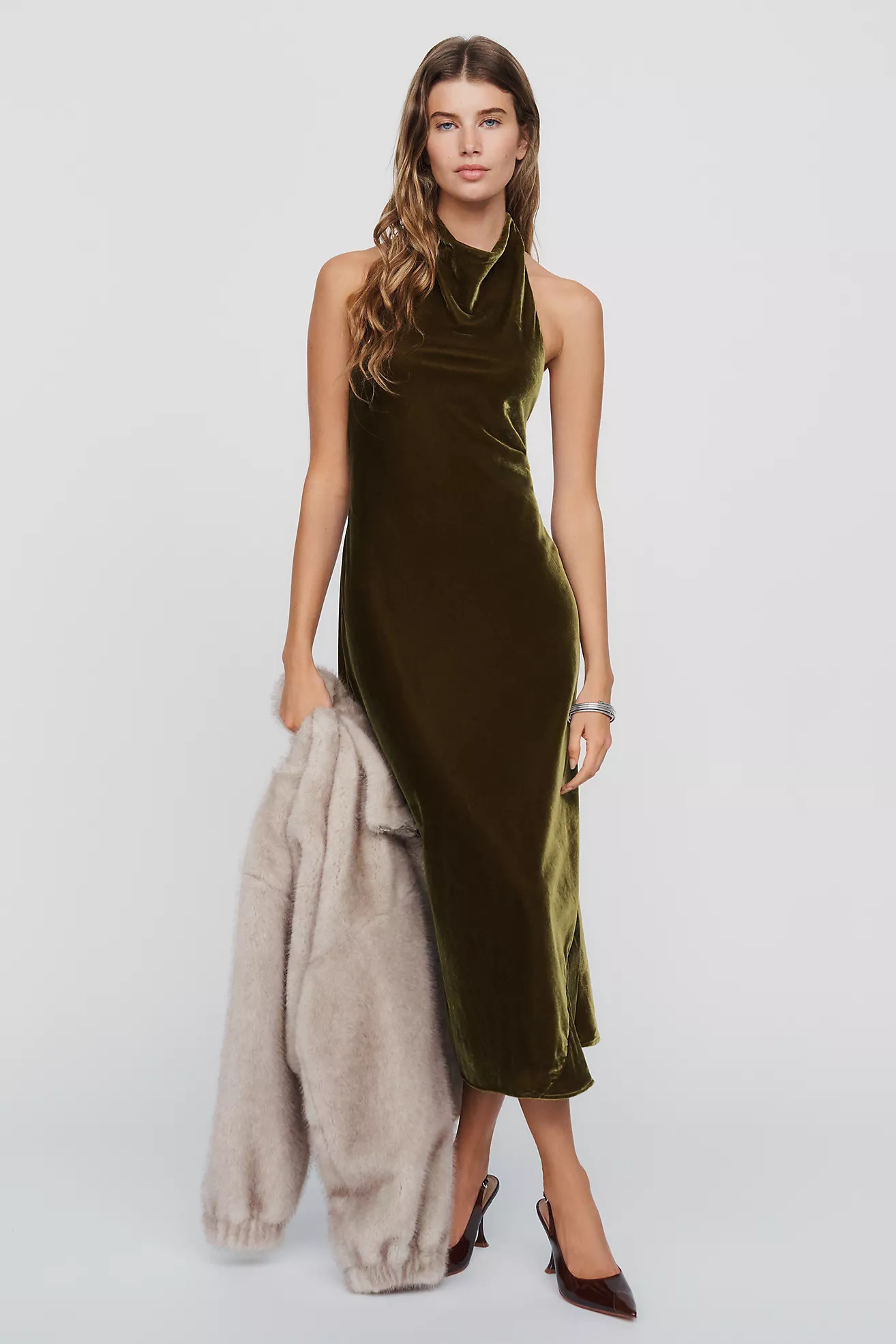 Maeve Jamie Velvet Midi Slip Dress | Anthropologie (US)