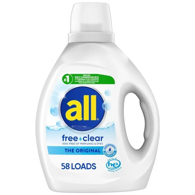 all Liquid Laundry Detergent, Free Clear for Sensitive Skin, 88 Fluid Ounces, 58 Loads | Walmart (US)