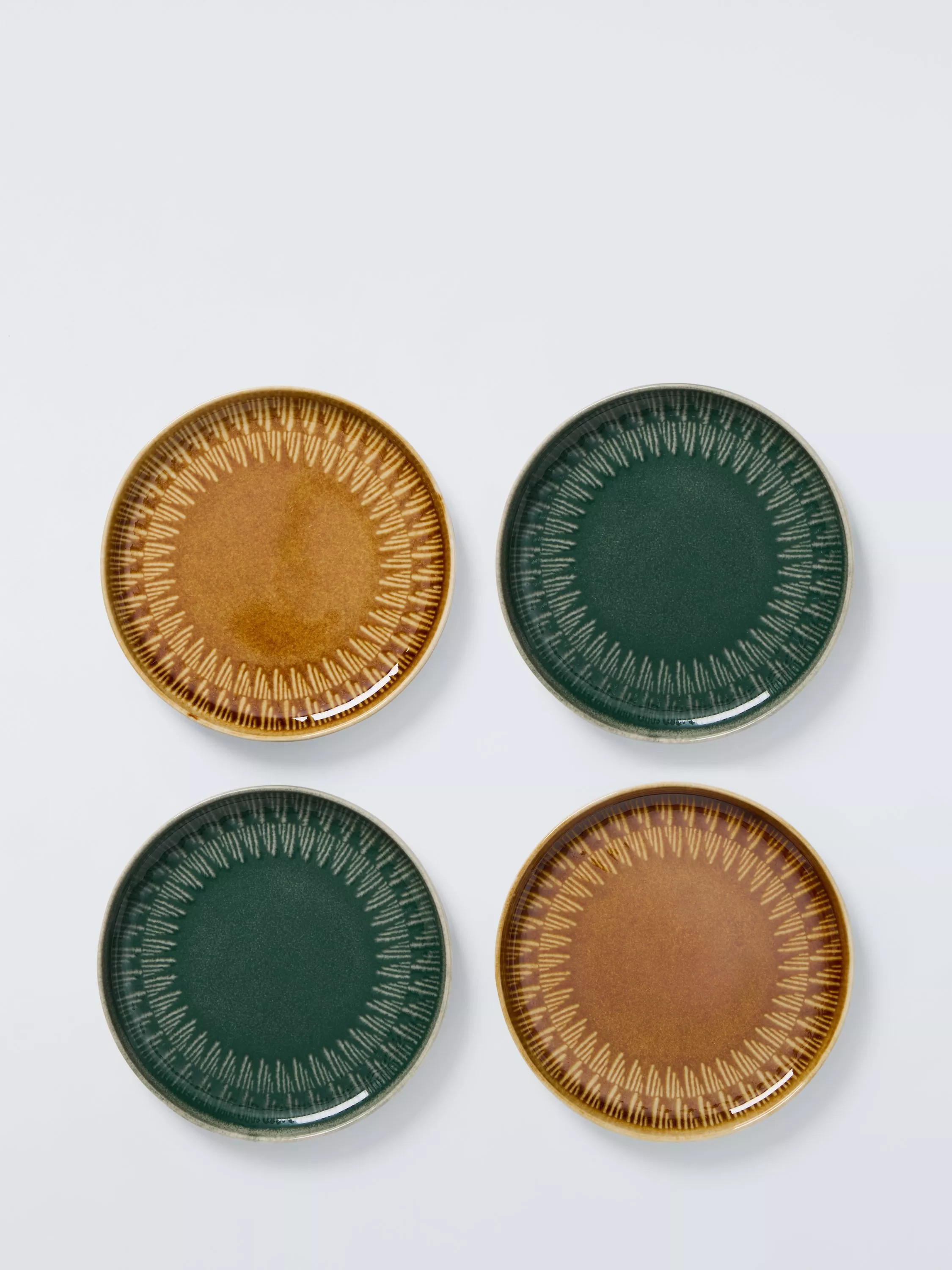 John Lewis Modern Rustic Small Stoneware Plates, Set of 4, 16cm, Brown/Green | John Lewis (UK)