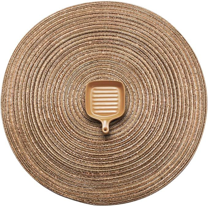 AHHFSMEI Round Braided Placemats 15 Inch Round Table Mats for Dining Tables Natural Woven Heat Re... | Amazon (US)