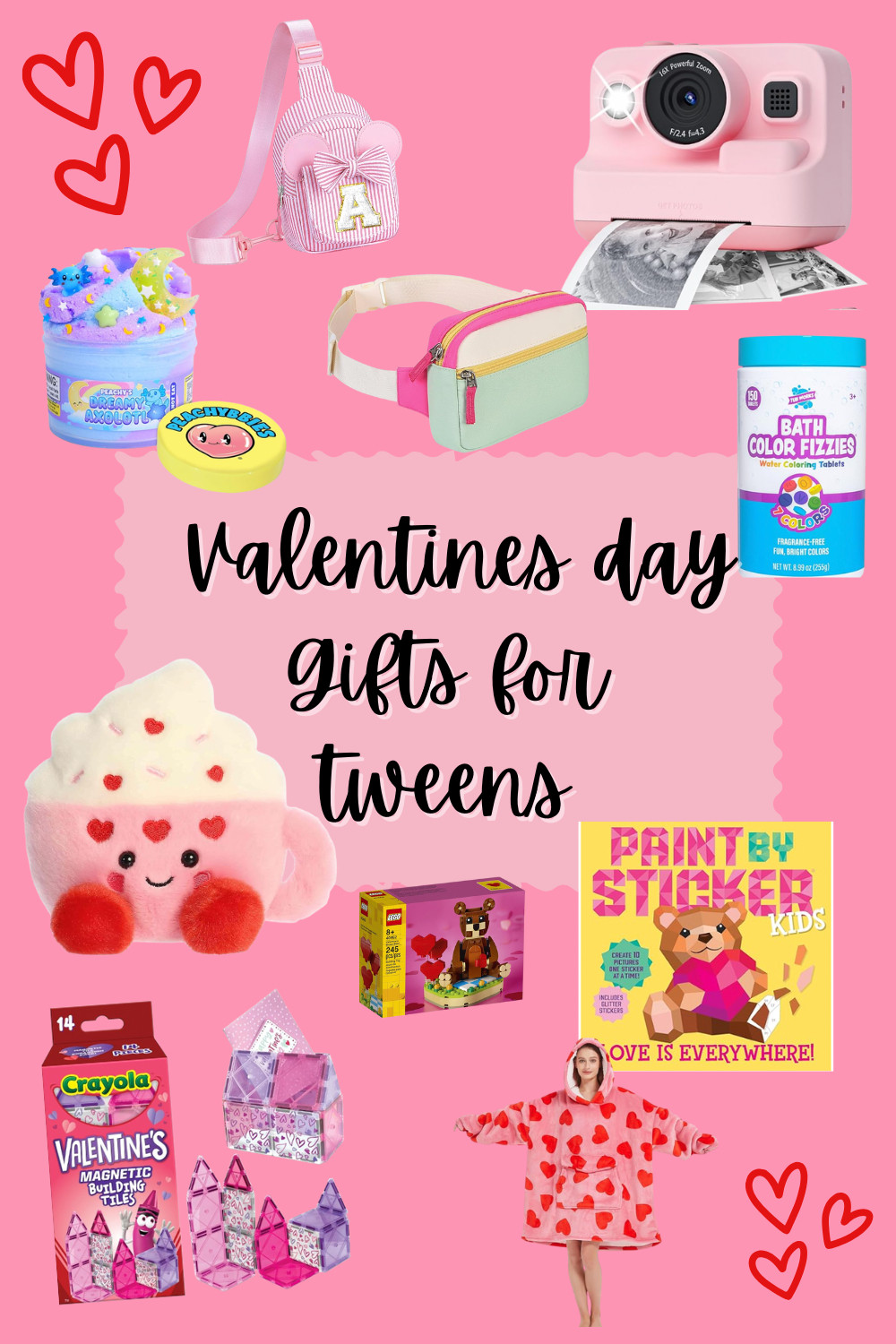 💕 Valentine’s Day Gifts for Tween Girls (Candy-Free Amazon Ideas)

Looking for the perfect Valentine’s Day gifts for tween girls? 💖 This curated candy-free Valentine gift guide for tweens is filled with trendy, fun, and age-appropriate picks they’ll actually be excited about. From stylish crossbody bags and fanny packs to cozy wearable blanket hoodies and cute heart plushies, these Valentine gifts are perfect for girls who are “not little kids anymore.”

Keep tweens entertained with LEGO Valentine builds, magnetic tiles, paint-by-sticker books, and super-popular slime they love to collect. Add in fun favorites like a kid-friendly instant print camera or colorful bath fizzies to make Valentine’s Day feel special without candy. These Amazon finds are great for tweens, daughters, nieces, and classroom gift exchanges. 

 #LTKValentine #LTKSeasonal #LTKKids