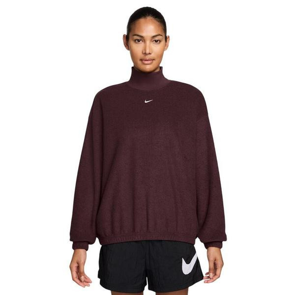 Women's Nike Sportswear Phoenix Plush Long Sleeve T-Shirt Small Burgundy Crush/Sail | Scheels Sports