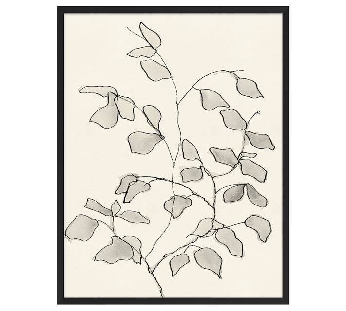 Charcoal Leaves Framed Print, 26 x 32" | Pottery Barn (US)