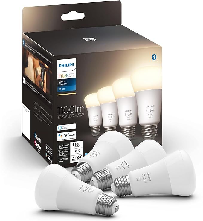 Philips Hue White 10.5W Equivalent 75W A19 Base E26 LED Smart Bulb, Dimmable, Bluetooth & Zigbee ... | Amazon (CA)