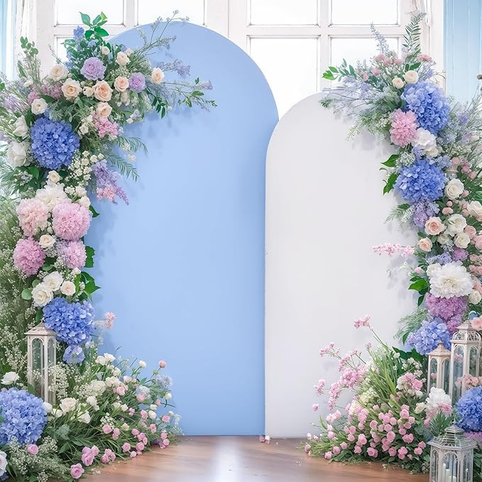 White Blue Arch Backdrop Cover Wedding Arch Covers 7.2 and 6ft Party Arch Backdrop Stand Cover Ba... | Amazon (US)