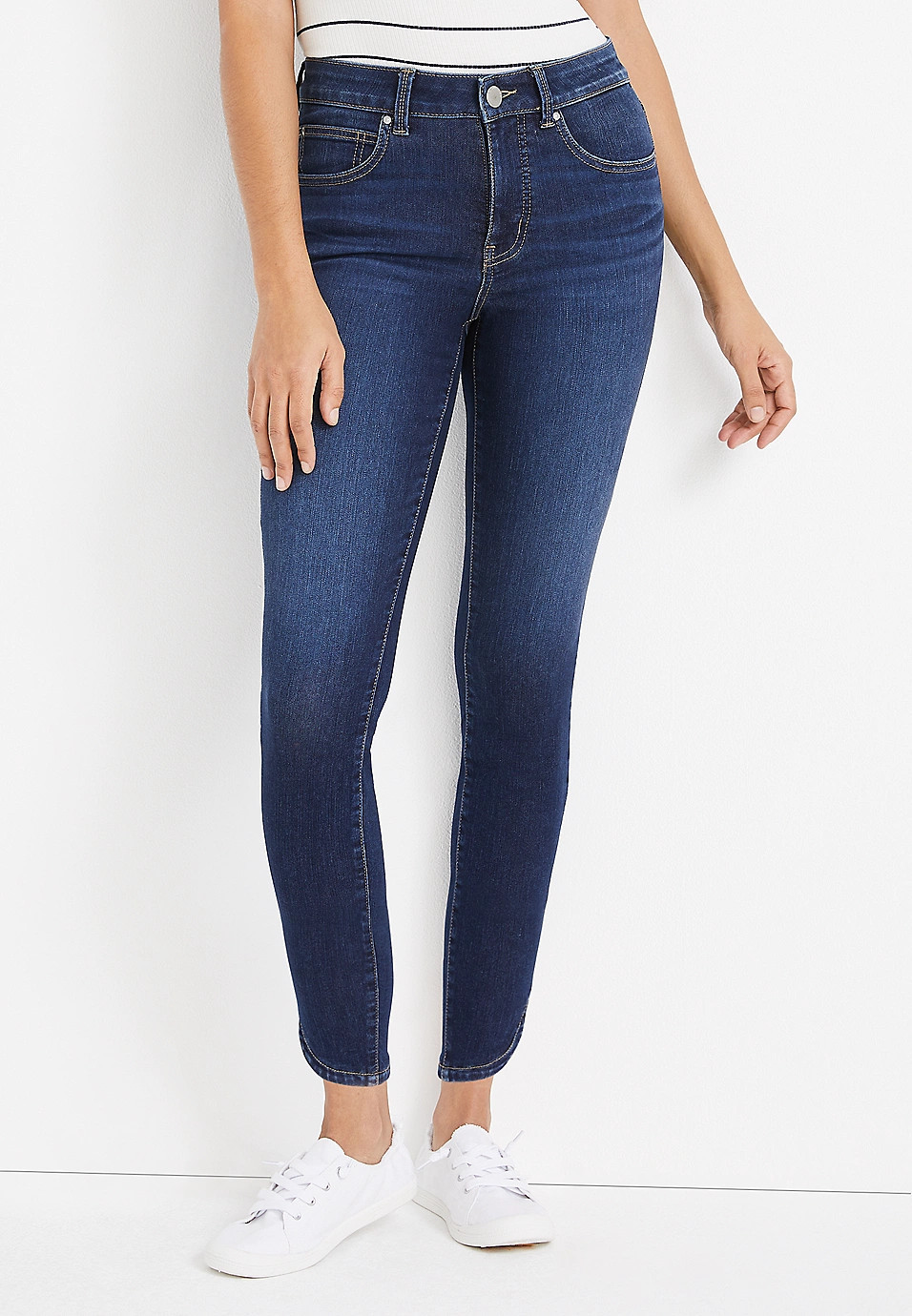 m jeans by maurices™ Everflex™ Super Skinny High Rise Tulip Hem Ankle Jean | Maurices