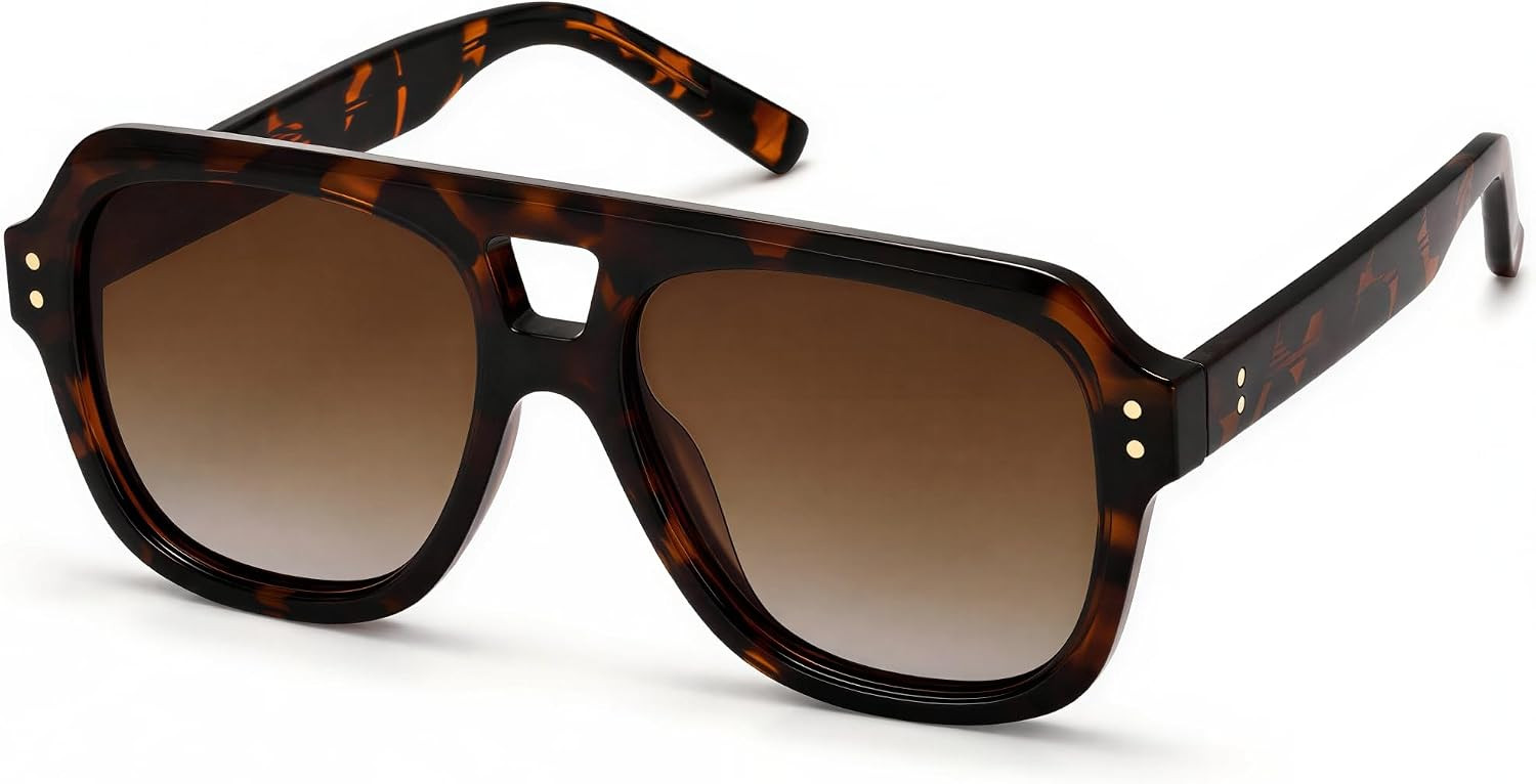 Retro Polarized Aviator Sunglasses for Women Men - 2026 Trendy Chunky Large Cute Sun Glasses | Amazon (US)