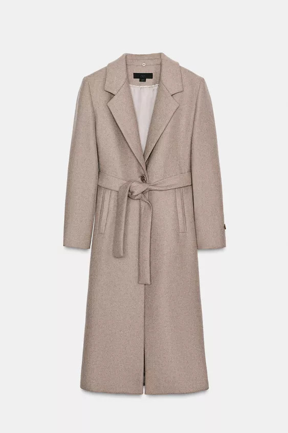 WOOL COAT WITH FAUX FUR LAPEL AND BELT | Zara US