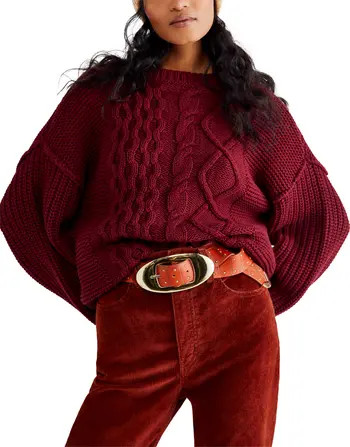 Free People Dream Cable Crewneck Sweater | Nordstrom | Nordstrom