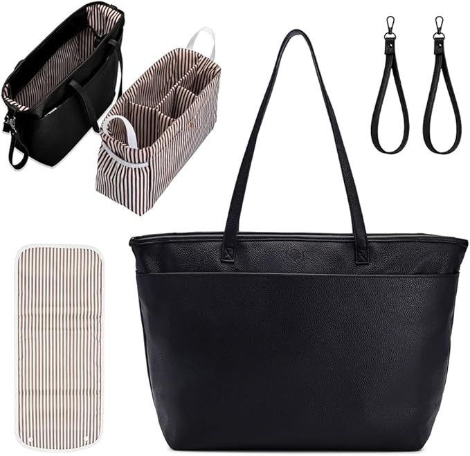 Parker Baby Willow Tote Bag | Stylish Vegan Leather Diaper Bag Tote with Modular Storage & Remova... | Amazon (US)
