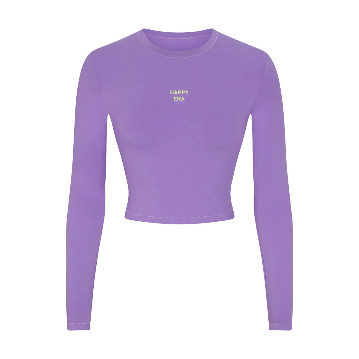 COTTON JERSEY LONG SLEEVE CROPPED T-SHIRT | ULTRA VIOLET | SKIMS (US)
