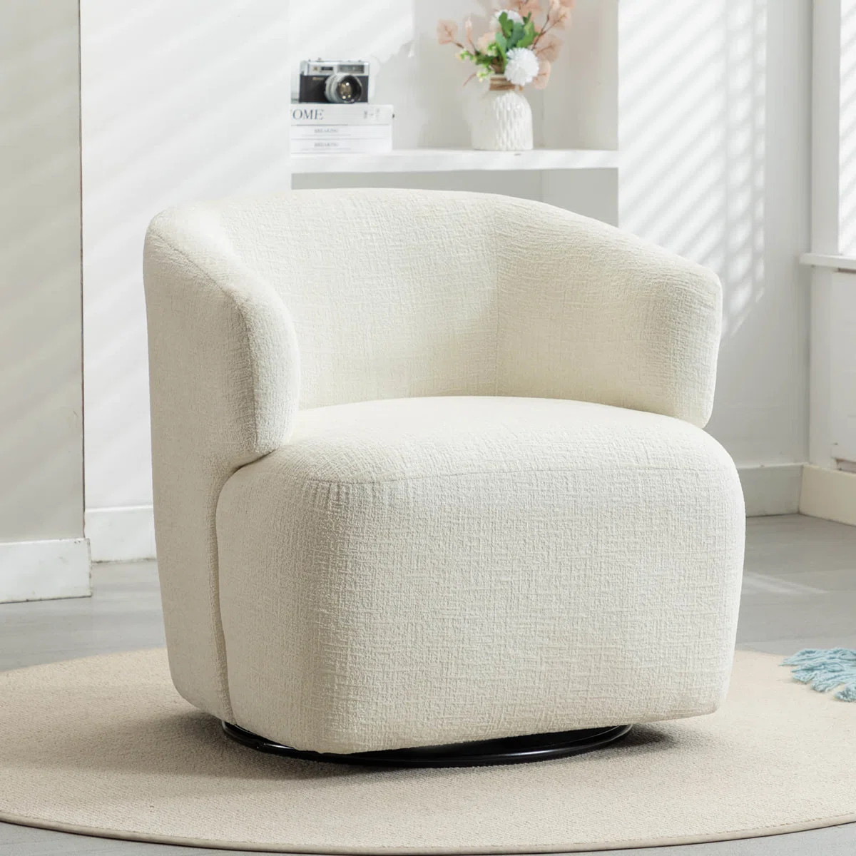 30" Wide Upholstered Swivel Barrel Accent Chair, No Assembly | Wayfair North America