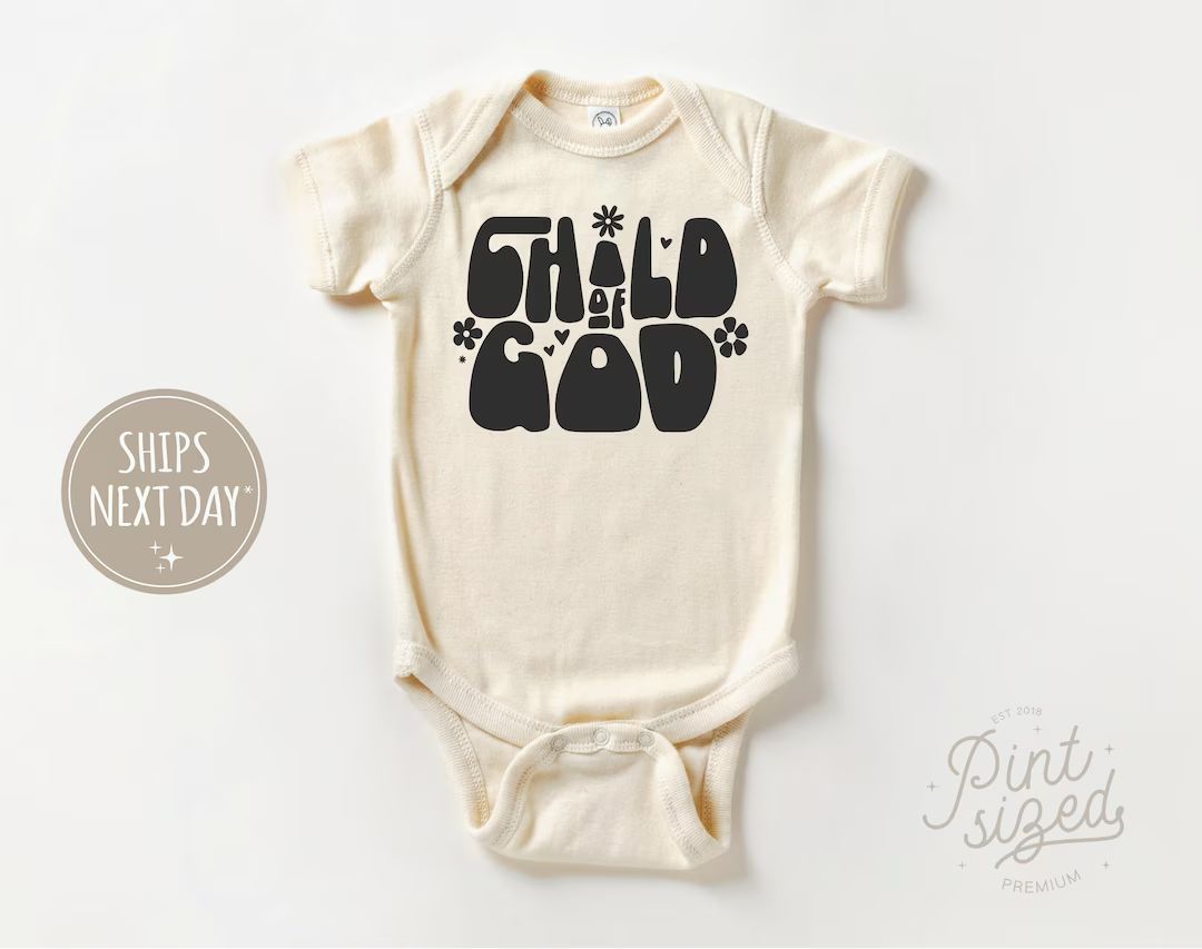 Child of God Baby Onesie® Retro Religious Bodysuit Cute Natural Onesie® - Etsy | Etsy (US)