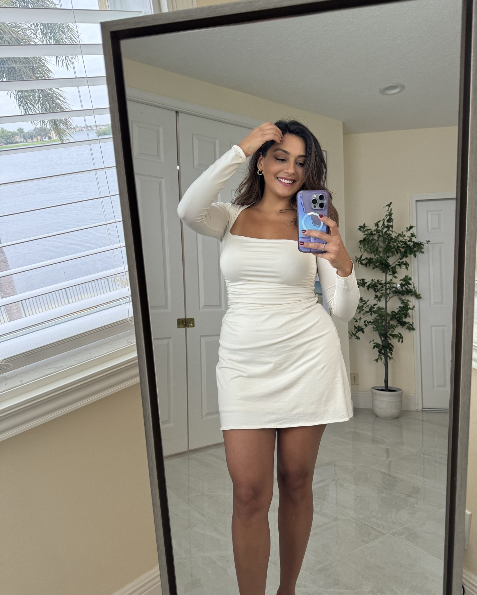 Long sleeve cream mini dress, such a basic dress with flattering cut. Available in black and burgundy. Wearing size M, true to size, I’m 147lbs 

#LTKSeasonal #LTKFindsUnder100 #LTKMidsize