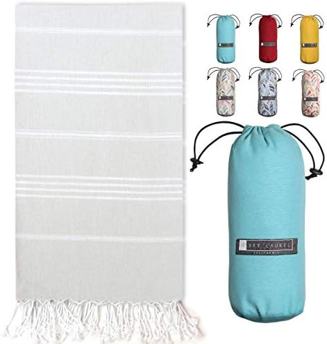 BAY LAUREL Turkish Beach Towel with Travel Bag 39 x 71 Quick Dry Sand Free Lightweight Large Over... | Amazon (US)