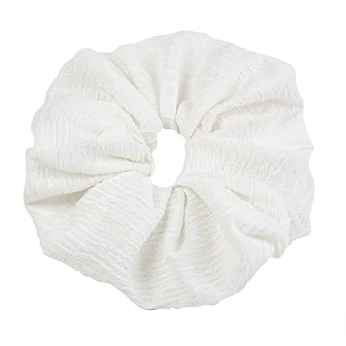 JGQUR Hair Scrunchies for Women 1pc, Large Elastic Hair Ties for Thick Thin Hair, Classic Hair Bobbles Ponytail Holders Accessories (White) | Amazon (US)