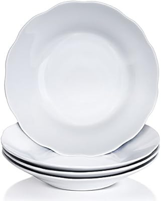 Y YHY 15 Ounces Porcelain Pasta, Soup Bowls, 9 Inches Salad Bowl Set, White and Shallow, Set of 4... | Amazon (CA)