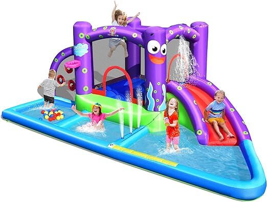 BOUNTECH Inflatable Water Slide, 6 in 1 Kids Water Slide Jumping Bouncer Castle w/Splash Pool, Ri... | Amazon (US)