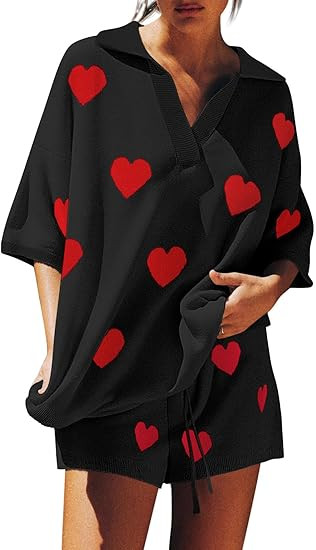 Tankaneo Womens Sweater Set 2 Piece Outfits Oversized 3/4 Sleeve V Neck Knit Tops High Waisted Sh... | Amazon (US)