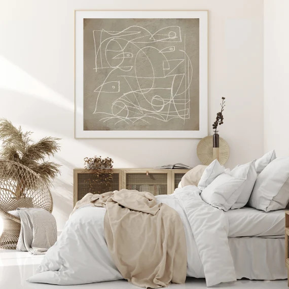 Large Abstract Minimalistic Painting Neutral Wall Art Beige - Etsy | Etsy (US)