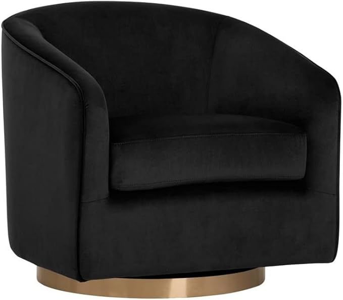 MAKLAINE 19" Modern Fabric Barrel Back Swivel Lounge Chair in Black | Amazon (US)