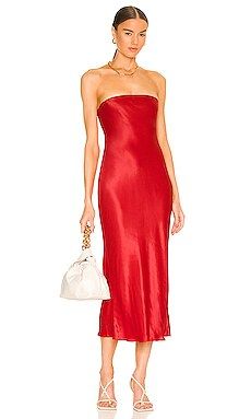 L'Academie Oxly Midi Dress in Red from Revolve.com | Revolve Clothing (Global)