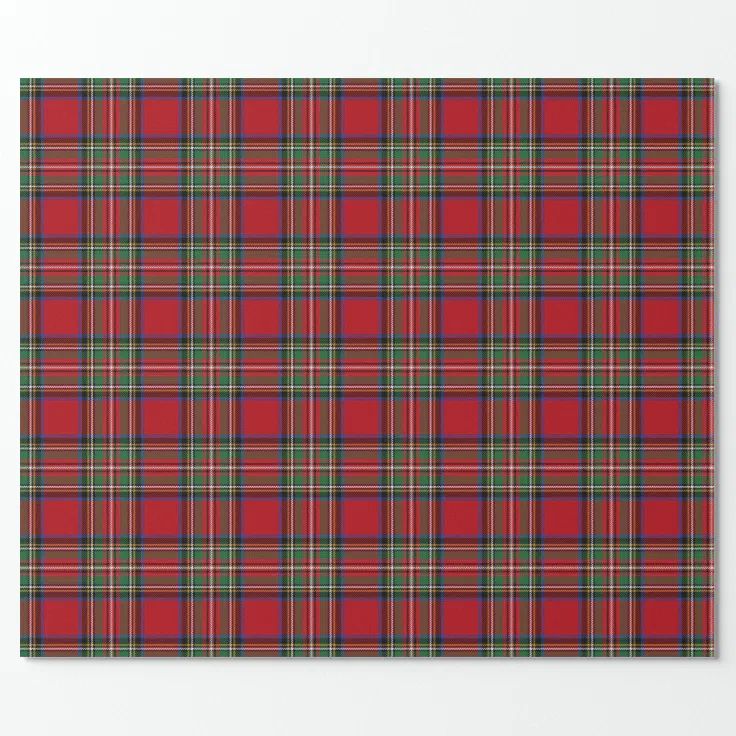 Tartan Clan Stewart Plaid Black Red Check Pattern Wrapping Paper | Zazzle | Zazzle
