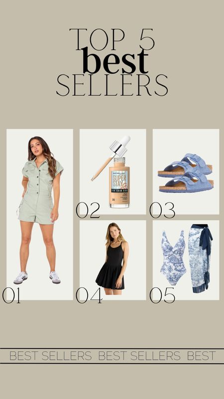 The top 5 best sellers this time are a great mix of summer fashion with this romper, swimsuit with a cover up skirt,  & tennis dress from Walmart! Then there is Maybelline Super Stay foundation that’s great for summer and these cute Birkenstocks from Revolve! 

#LTKBeauty #LTKStyleTip #LTKShoeCrush