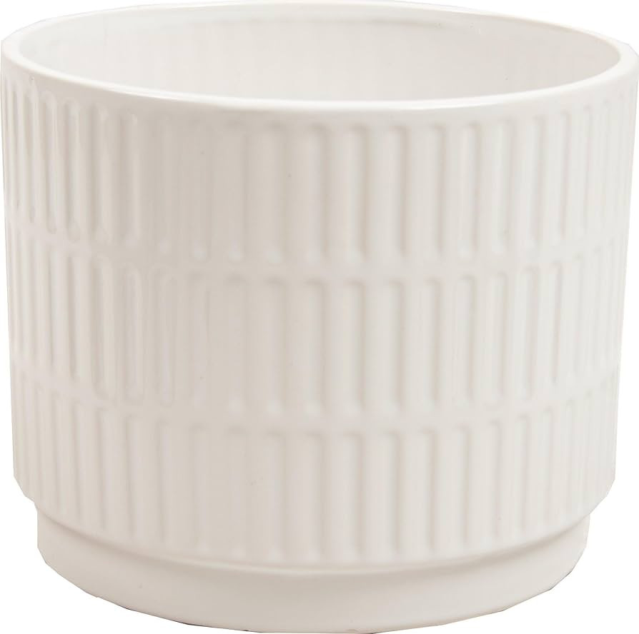 White with Lines Planter | Amazon (US)