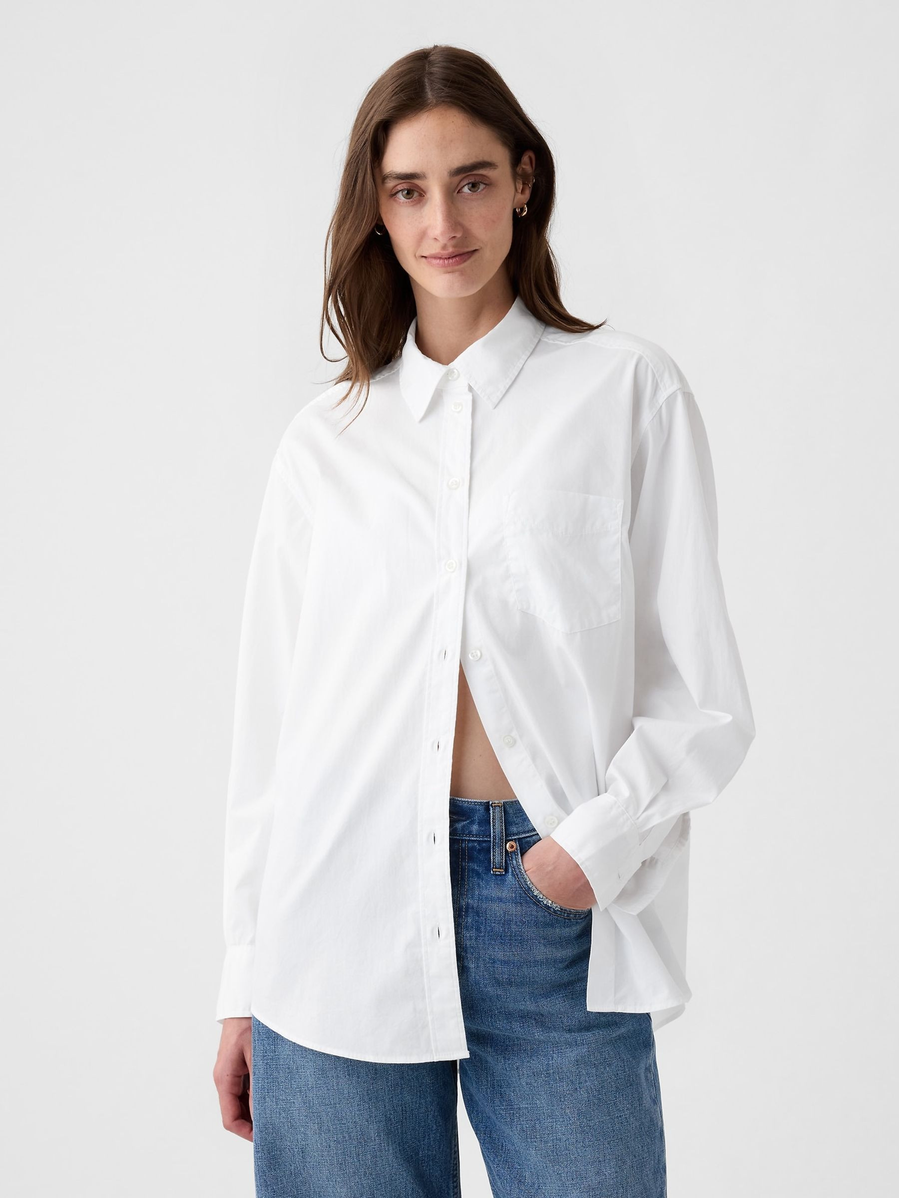 White Cotton Poplin Big Shirt | Gap | GAP UK