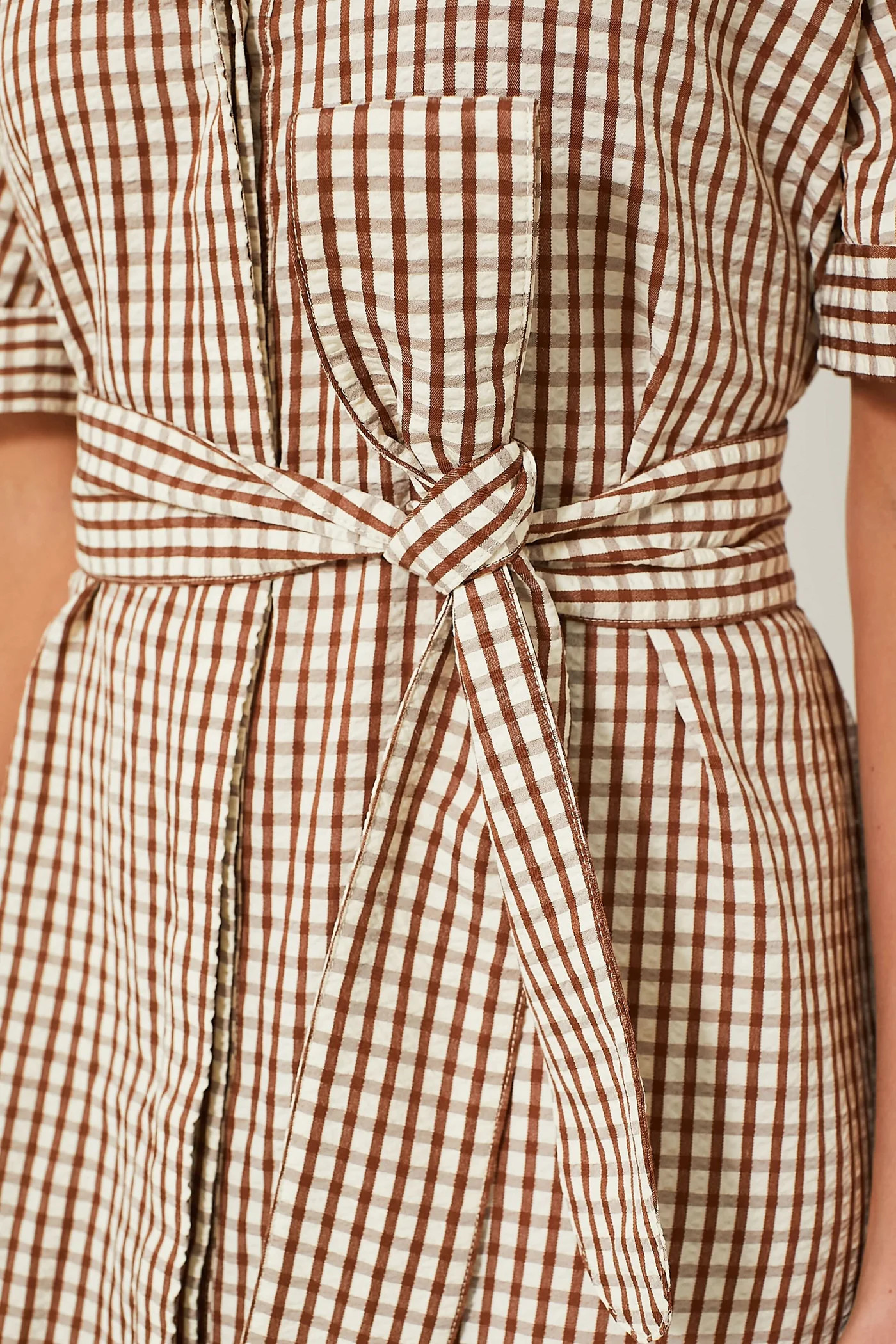 Brown Gingham Seersucker Zacara Dress | Tuckernuck (US)