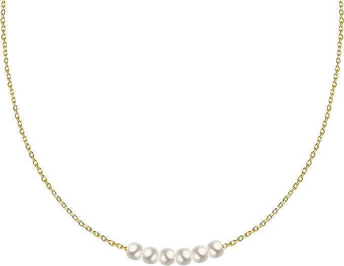 FLUIDABLE Sophia Pearl Choker, 40+5CM 18K Gold Plated Choker Necklace For Women And Ladies, Chain... | Amazon (UK)