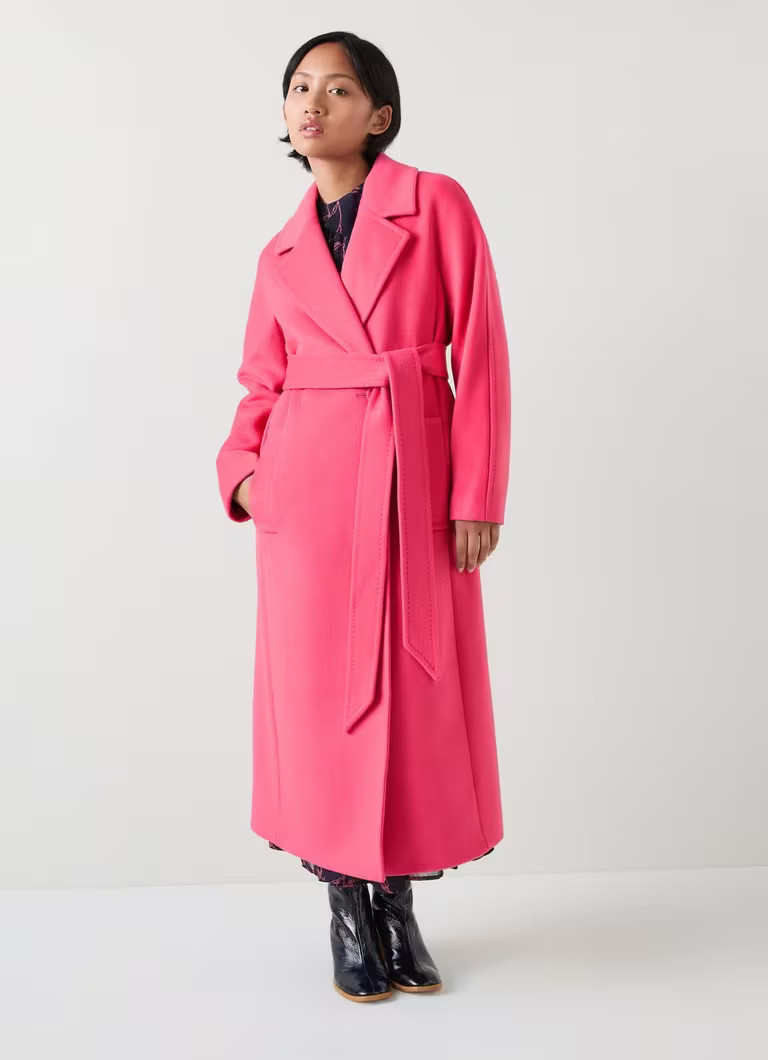 Frances Petite Pink Maxi Wool Coat | L.K. Bennett (UK)