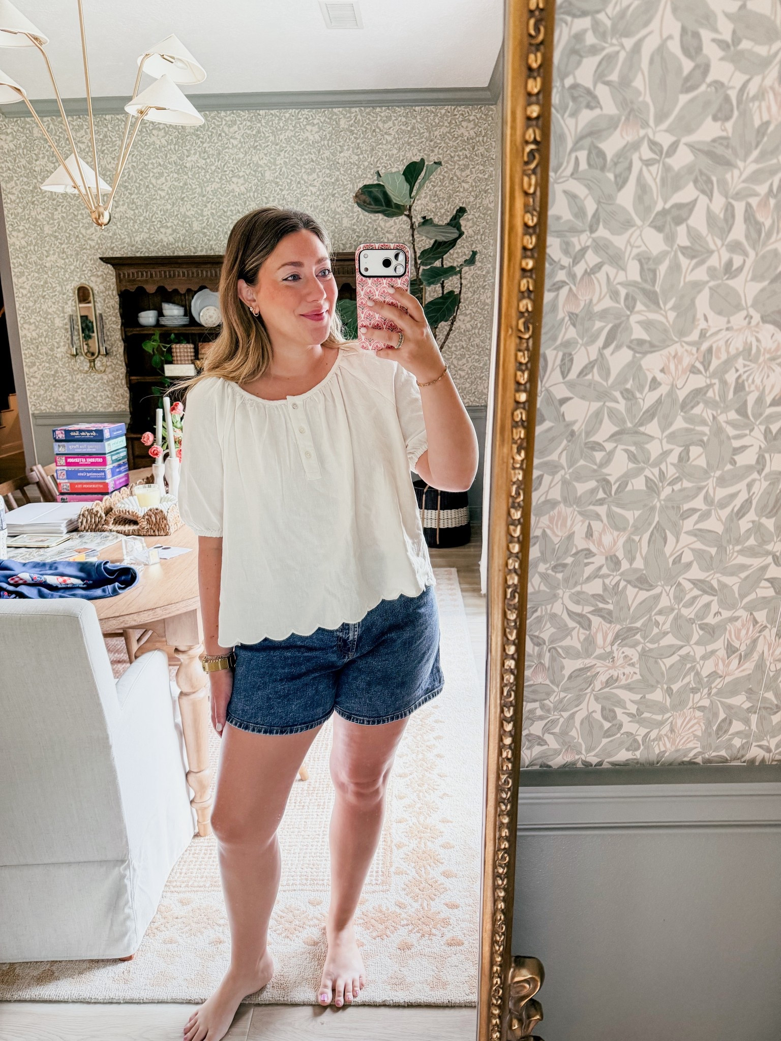 Cutest scallop Walmart shirt! 

THEBLOOMINGNEST set summer outfit fashion 

#LTKSeasonal #LTKootd #LTKMidsize