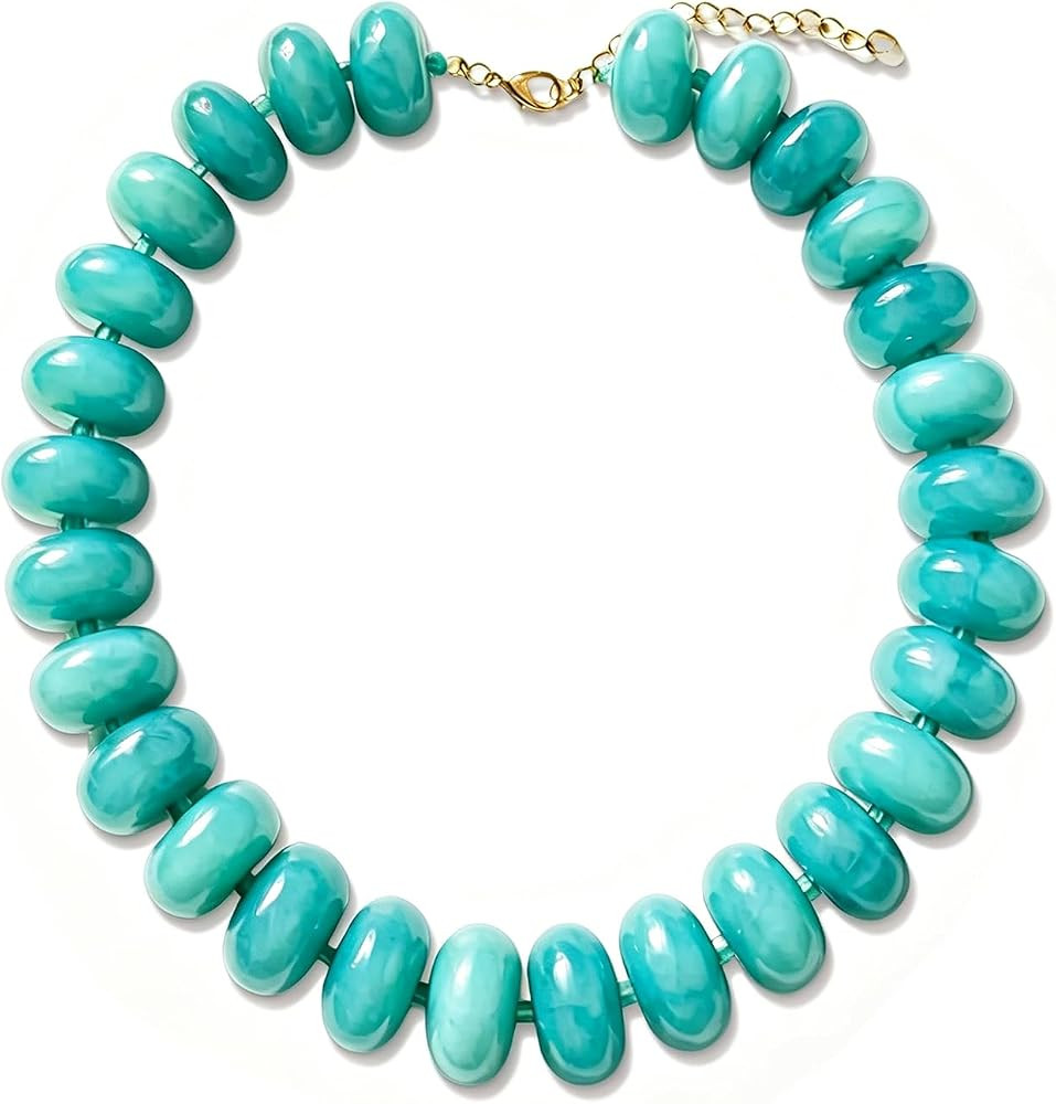 CSIYANJRY99 Chunky Beaded Necklace for Women, Large Colorful Resin Beads Statement Necklace, Boho... | Amazon (US)