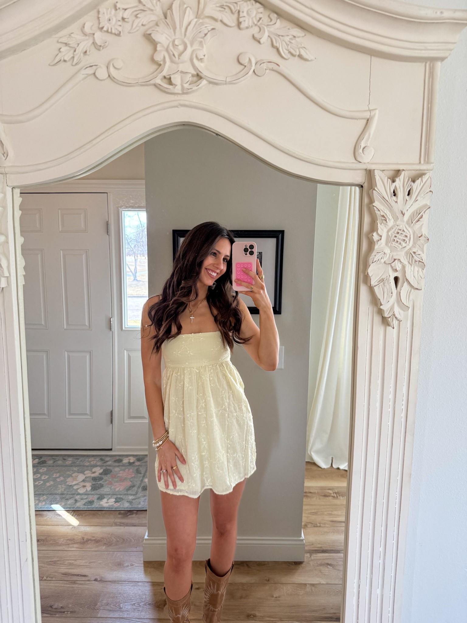 summer dress, spring dress, yellow dress, yellow mini dress, cowgirl boots outfit

#LTKSeasonal #LTKShoeCrush #LTKStyleTip