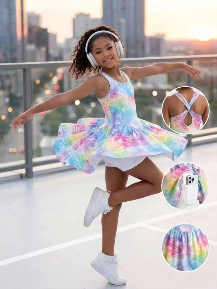 SHEIN Tween Girls Fashion Casual Knit Printed Jumpsuit Rainbow Dress Pastel Dress Cute Dress Summ... | SHEIN