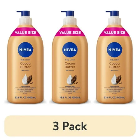 (3 pack) NIVEA Cocoa Butter Body Lotion for Dry Skin with Hyaluronic Acid, 72Hr Moisturizer, Value Size 33.8 fl oz | Walmart (US)