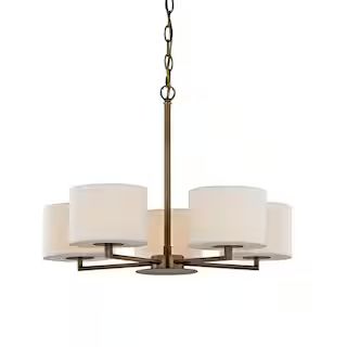 Home Decorators Collection Manhattan 5-Light Aged Brass Chandelier with Cream Colored Shades-HD-1... | The Home Depot