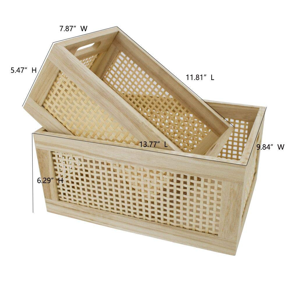 Desktop storage basket, sundry office drawer storage box, wood frame storage basket. (Rectangle-B... | Amazon (US)