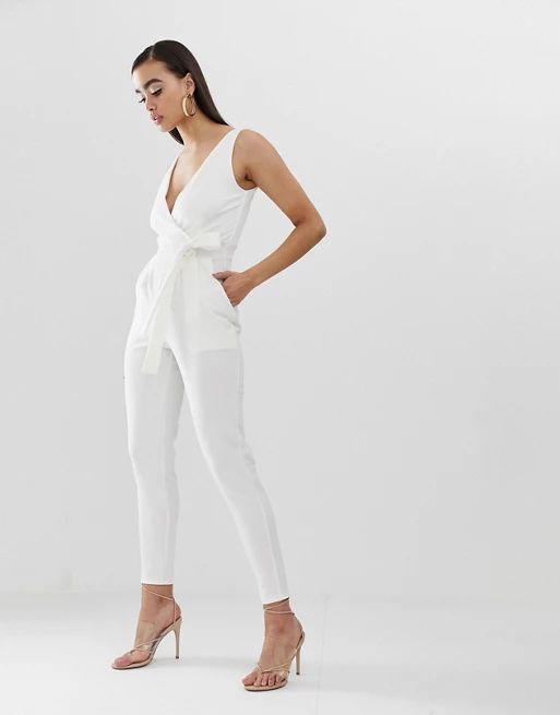 Outrageous Fortune tie waist jumpsuit in white | ASOS US