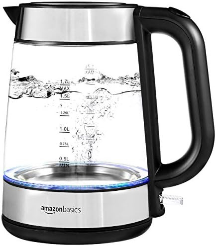 Amazon.com: Amazon Basics Electric Glass and Steel Hot Tea Water Kettle, 1.7-Liter: Home & Kitche... | Amazon (US)