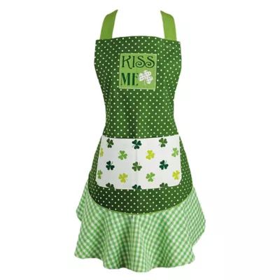 Design Imports Kiss Me Ruffle Apron in Green | Bed Bath & Beyond