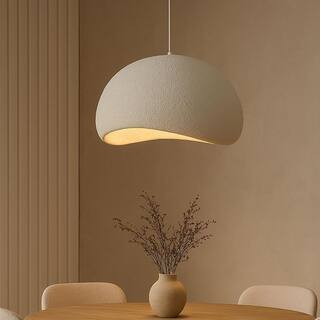 ALOA DECOR 1 Light 20 in. White Modern Dome Chandelier Bowl Concrete Shade for Dining Room Indust... | The Home Depot