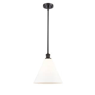 Innovations Berkshire 1-Light Oil Rubbed Bronze Cone Pendant Light with Matte White Glass Shade 5... | The Home Depot