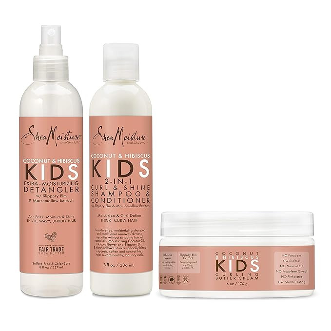 SheaMoisture Kids Extra Moisturizing Detangler, 2-In-1 Curl & Shine Coconut Hibiscus Shampoo & Co... | Amazon (US)