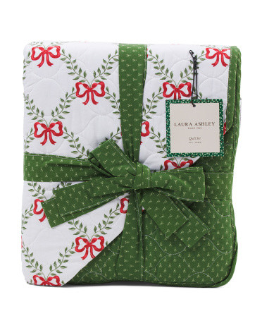 Bow Trellis Holiday Quilt Set | TJ Maxx