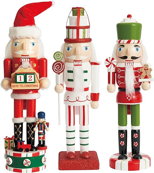 THE TWIDDLERS - 3 Wooden Nutcracker Soldiers, 25cm / 10" in Festive Colours with Christmas Countd... | Amazon (CA)